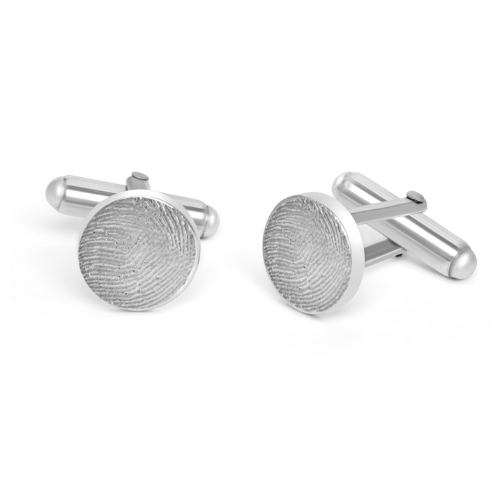 Engraved Fingerprint Round Cufflinks