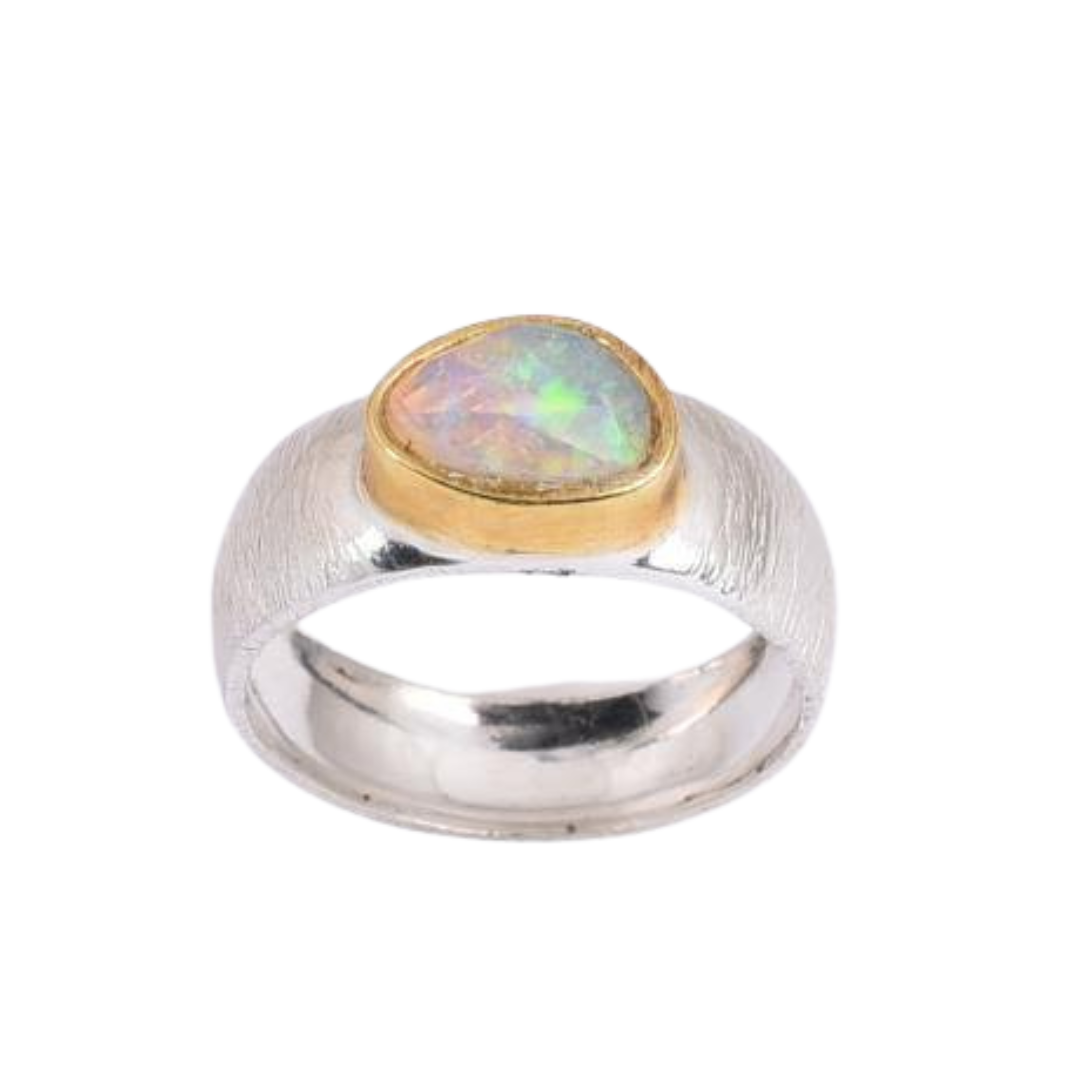 Ethiopian Opal Silver & Gold Ring