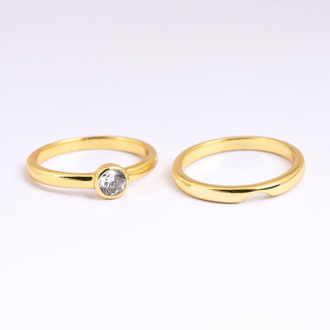 The Collective Dublin - Home to Irish Design - Watermelon Tropical  : Gold & Cubic Zirconia Ring Set