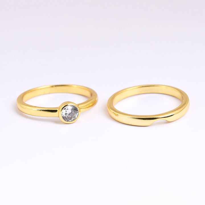 The Collective Dublin - Home to Irish Design - Watermelon Tropical  : Gold & Cubic Zirconia Ring Set