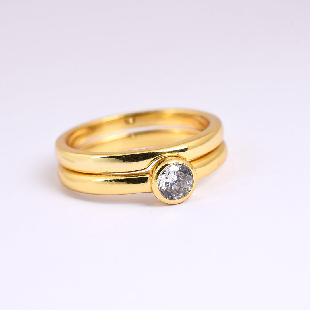 The Collective Dublin - Home to Irish Design - Watermelon Tropical  : Gold & Cubic Zirconia Ring Set