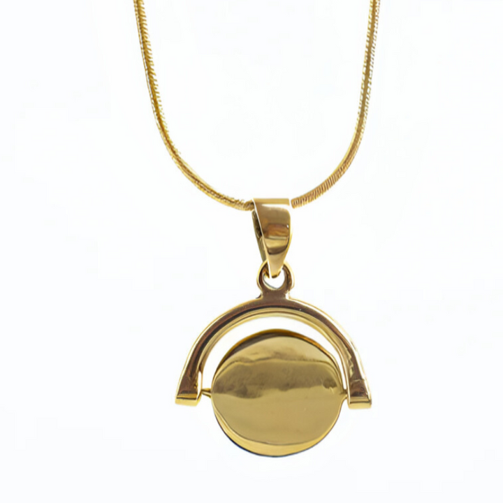 The Gold Plate Spinning Disc by Engravable Jewellery features a customizable pendant with timeless elegance, perfect for those who love personalized jewelry.