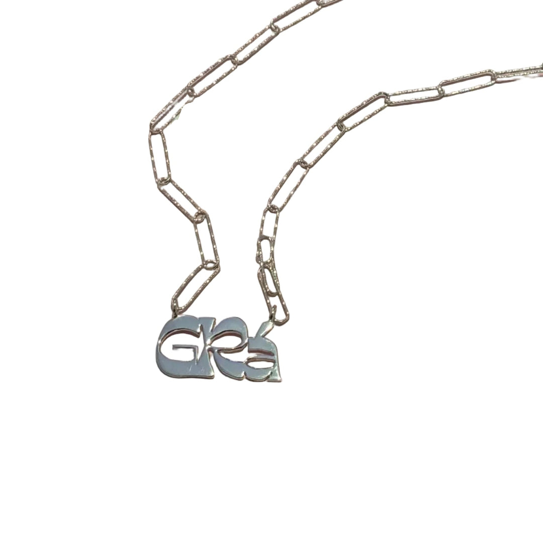 Grá ( love) Silver Necklace on a paperclip chain