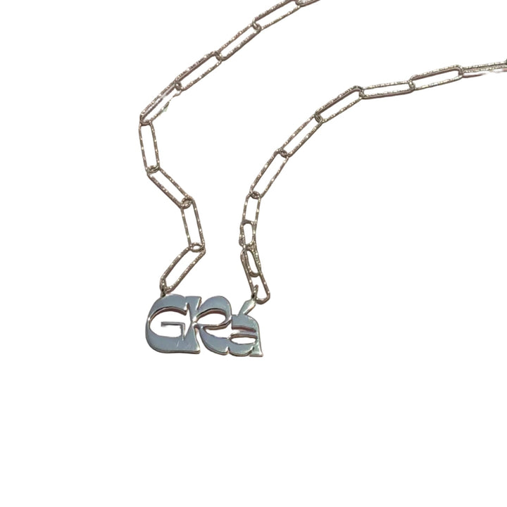 Grá ( love) Silver Necklace on a paperclip chain