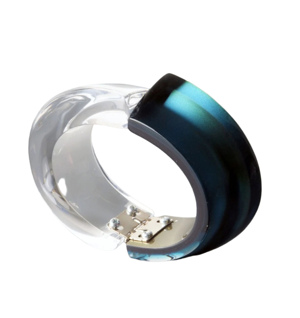 Chunky Green and Blue Acrylic hinged Bangle