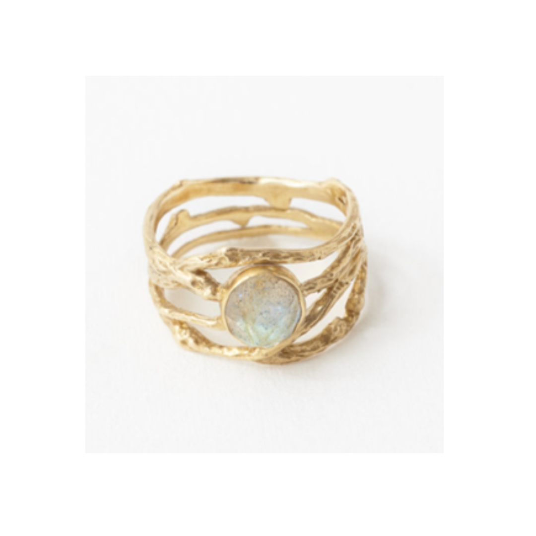 Labradorite Entwined Gold Ring