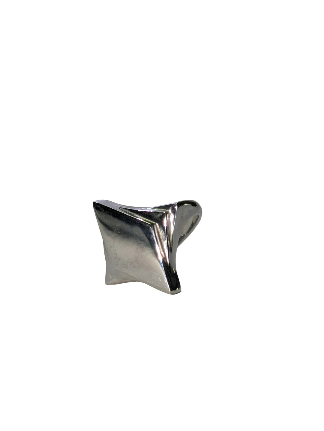 Silver ring on a light gray background