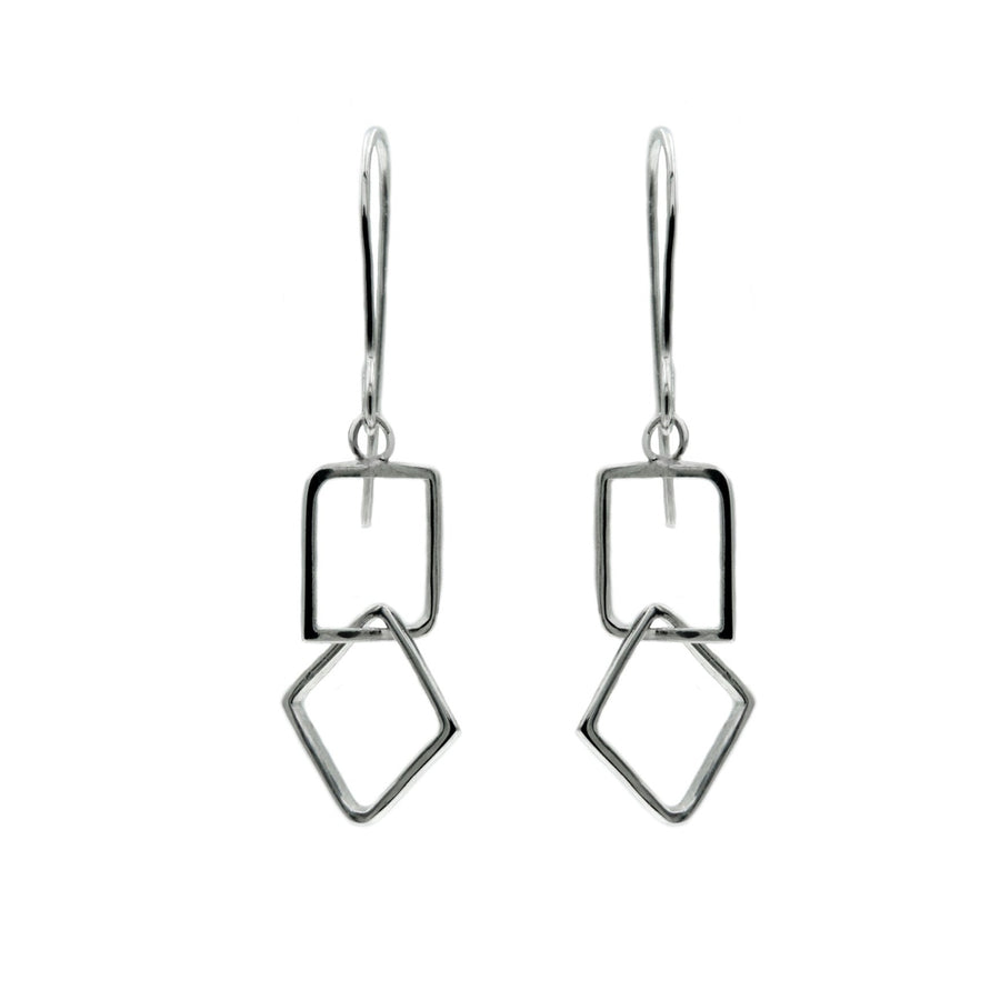 Le Chéile square linked silver earrings by Miriam Wade