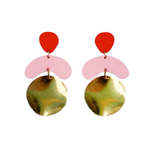 Megadrop Earrings in Red & Pink