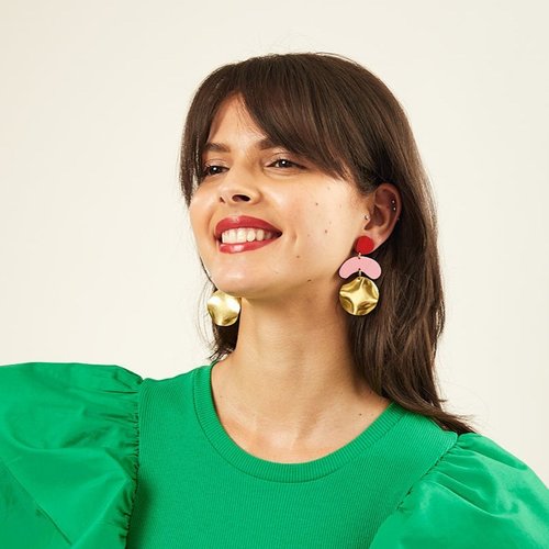 Megadrop Earrings in Red & Pink