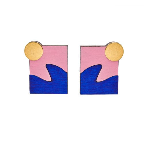 New Wave Earrings in Pink & Blue