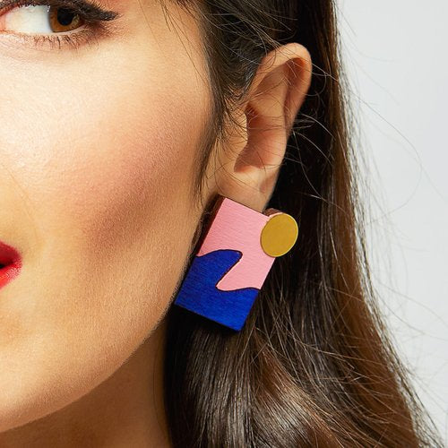 New Wave Earrings in Pink & Blue