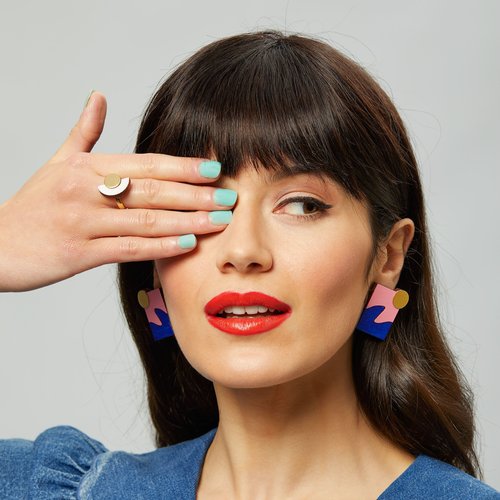 New Wave Earrings in Pink & Blue