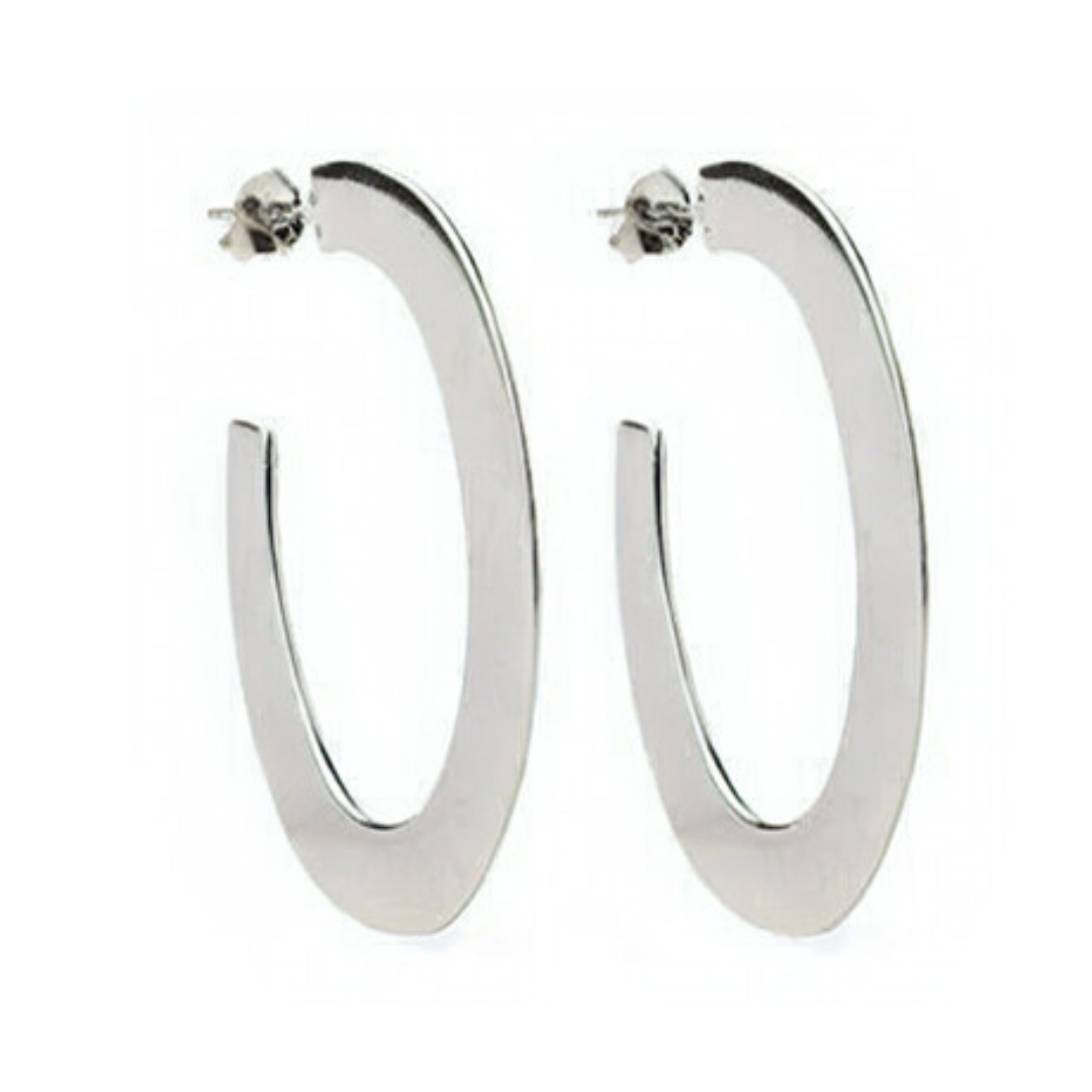 Oval Hoop Earrings (Silver or Gold)