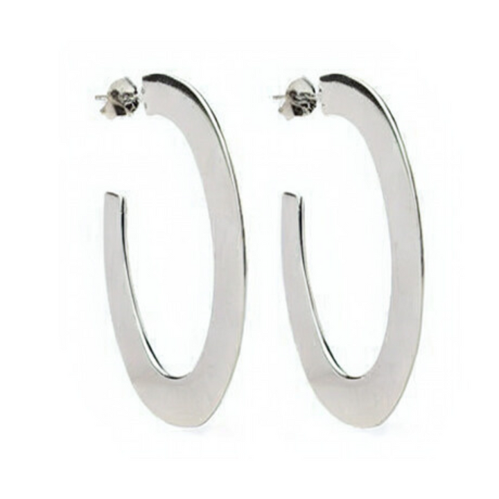 Oval Hoop Earrings (Silver or Gold)