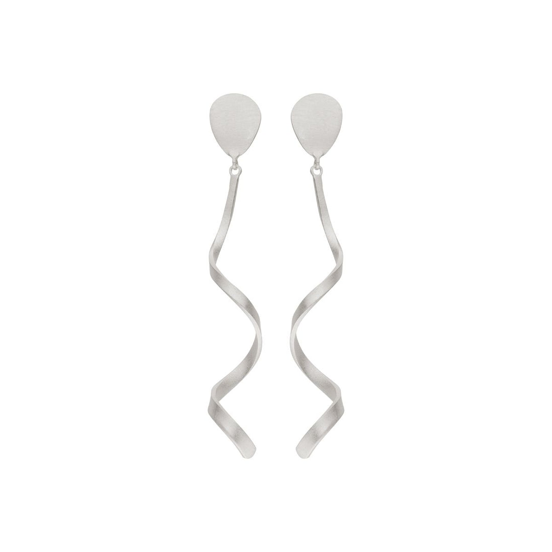 Elevate your style with the Spiral Twist Earrings from Tezer—these sterling silver dangle earrings feature teardrop studs and long, twisted wavy strands that offer a modern touch of sophistication to any outfit.