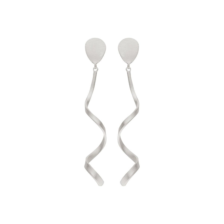 Elevate your style with the Spiral Twist Earrings from Tezer—these sterling silver dangle earrings feature teardrop studs and long, twisted wavy strands that offer a modern touch of sophistication to any outfit.