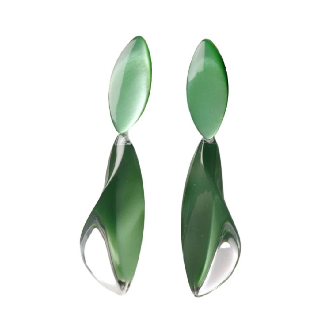Sage green acrylic long drop earrings