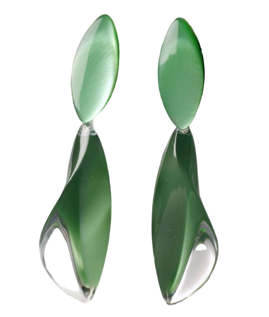 Sage green acrylic long drop earrings