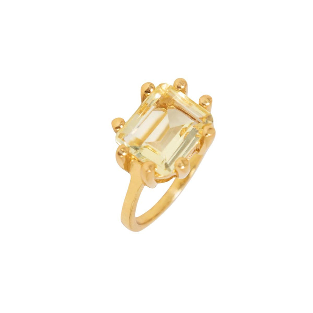 Square Claw Gold Plated Ring