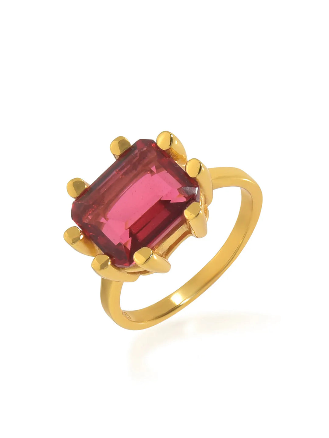 Square Claw Gold Plated Ring