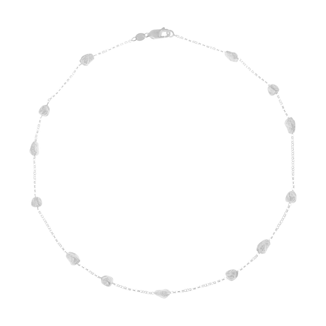 A delicate sterling silver necklace with small textured beads and a lobster clasp, shown on a white background—a perfect match for your Tezer Silver Nugget Bracelet.