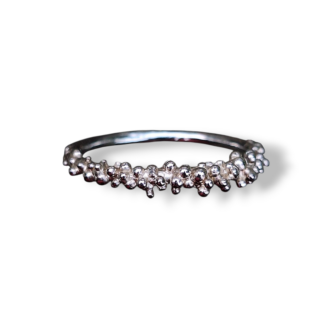 Silver textured stacking ring 