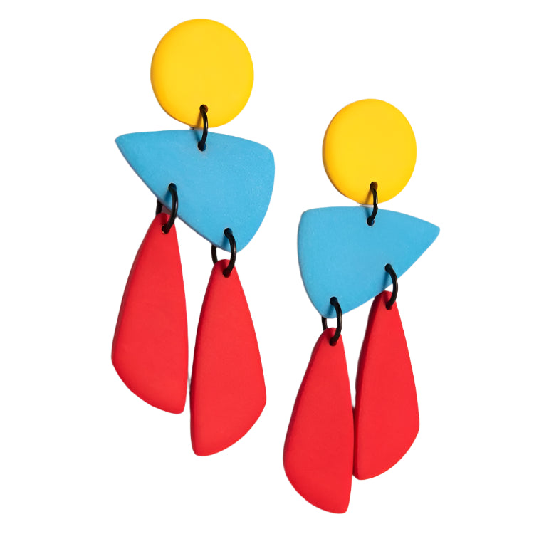 Taki Primary Earrings . Yellow, Blue and Red  Polymer Clay Earrings