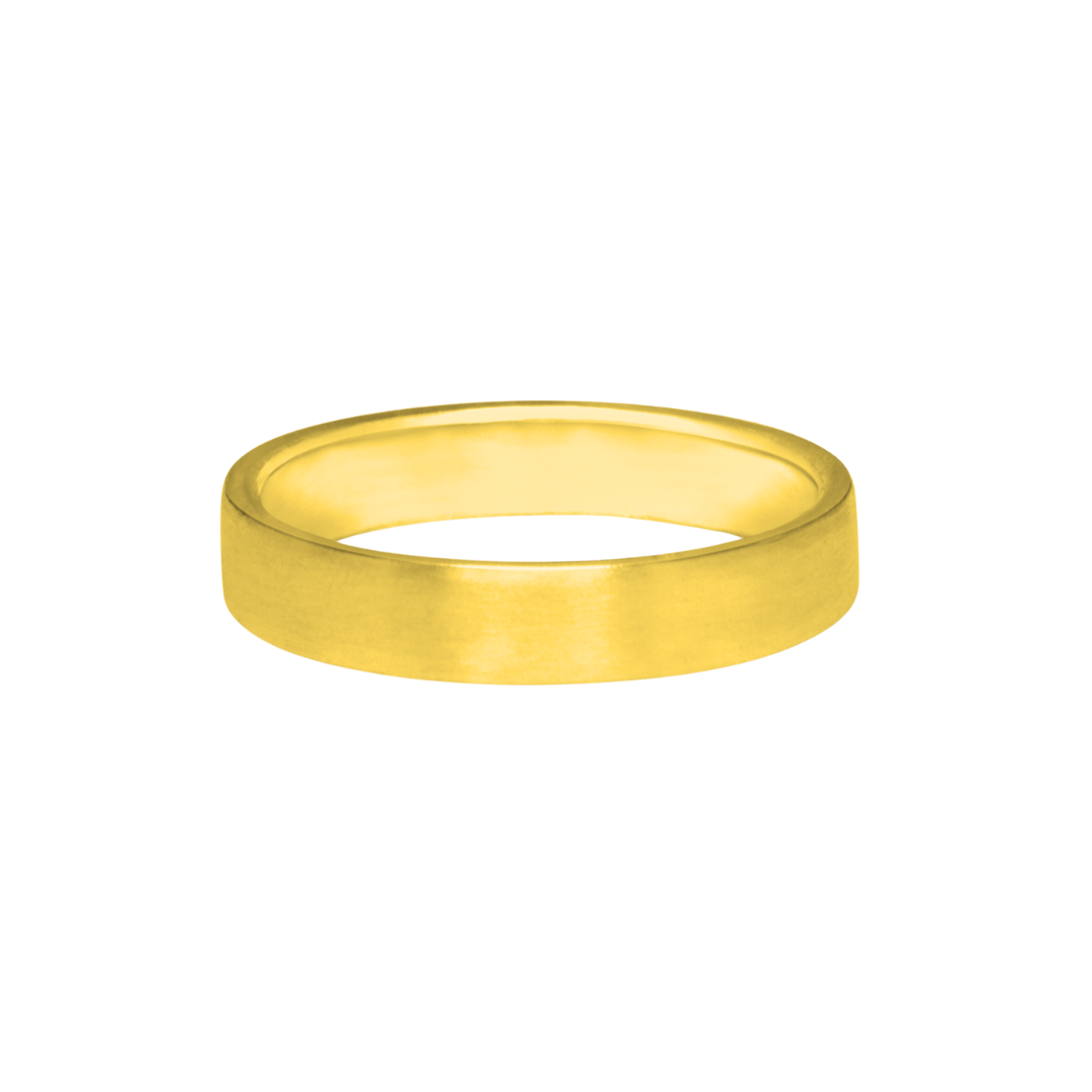 The Cosmic Boulevard Textured 9ct Yellow Gold Wide Ring features a unisex design and matte finish, shown against a white background.