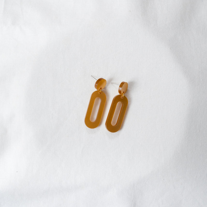 Gold Oval Acrylic Earrings