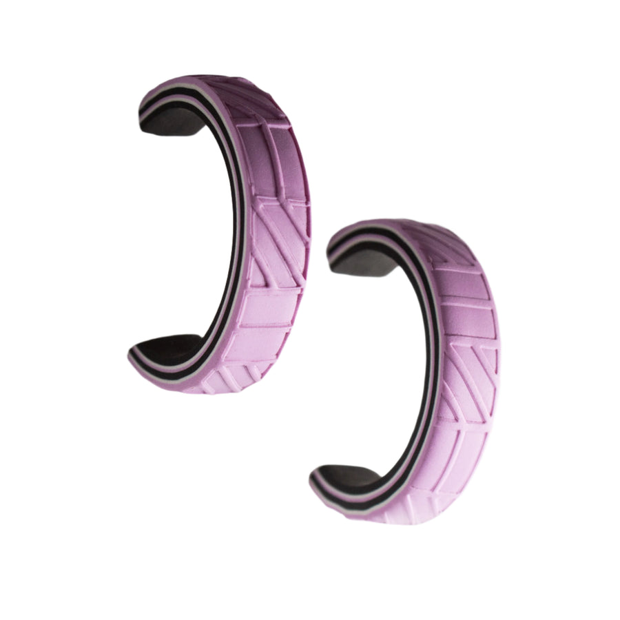 Tonnta lilac Polymer clay hoops with black trim
