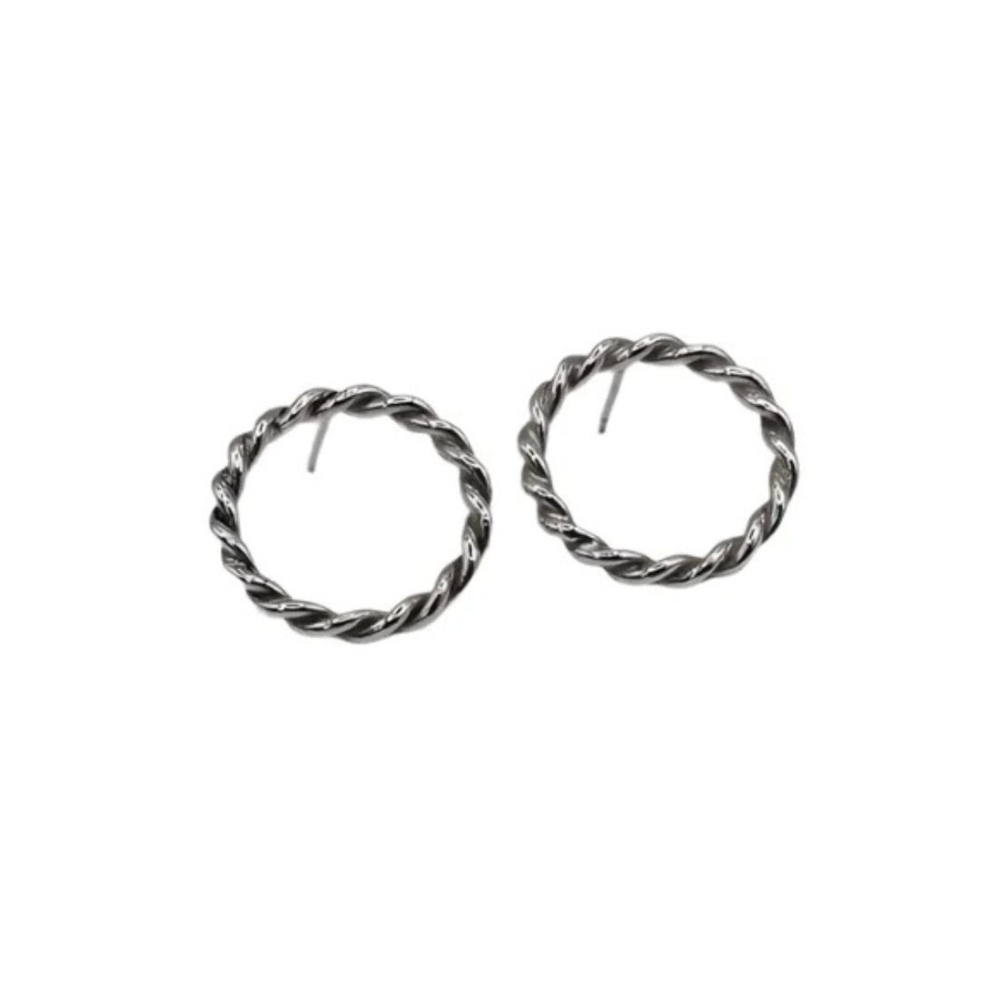 A twisted hoop stud earring