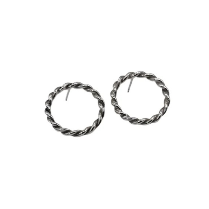 A twisted hoop stud earring
