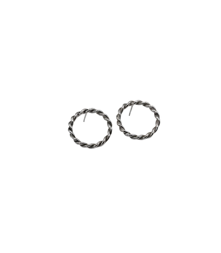 A twisted hoop stud earring
