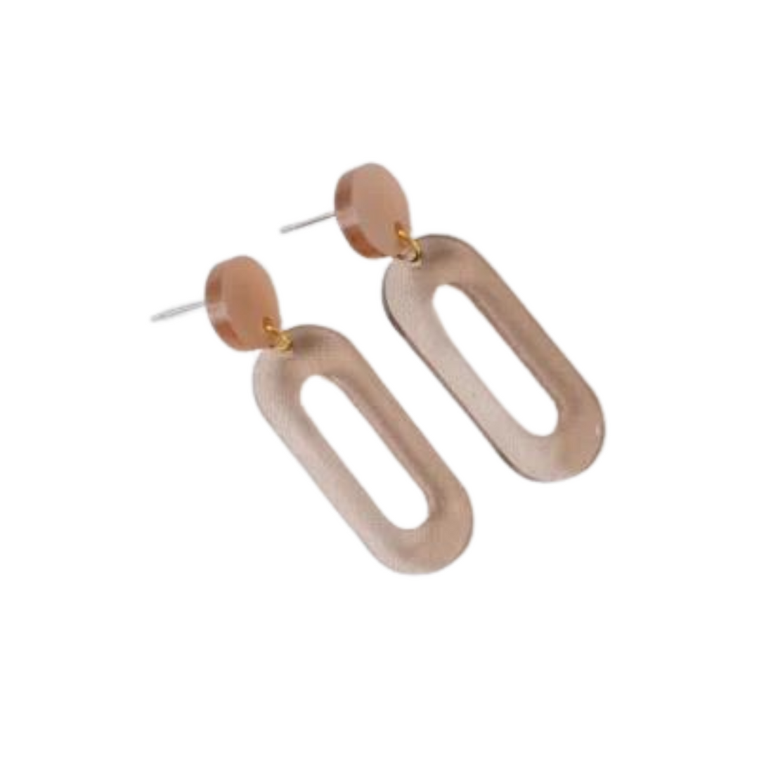 Taupe Oval Acrylic Earrings