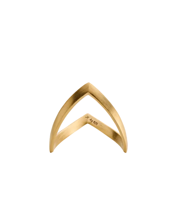 A minimalist gold plated V Ring by Jane Koenig, featuring a matte finish. 