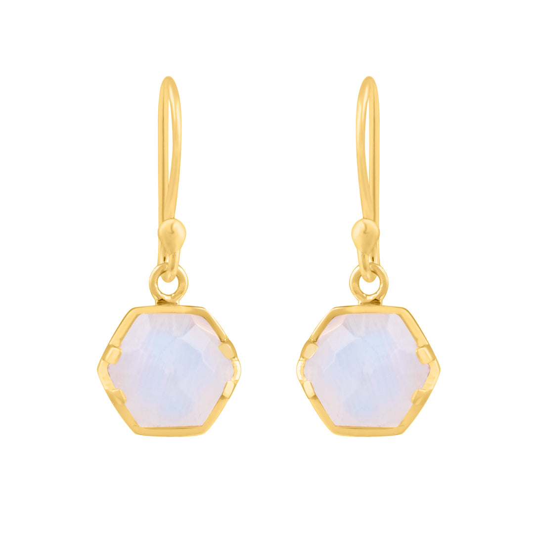 Piper Hexagonal Moonstone Drop Earrings