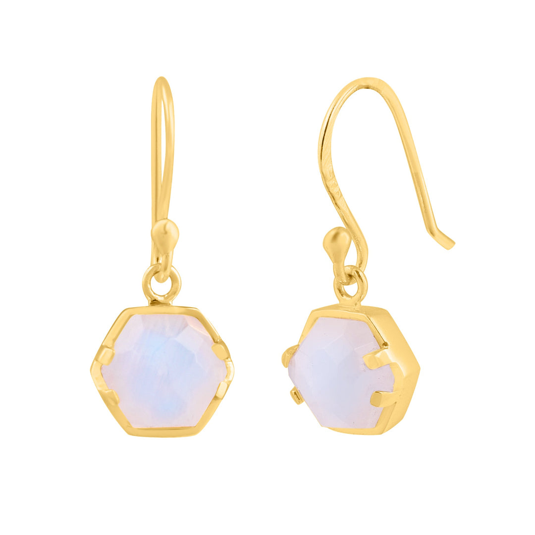 Piper Hexagonal Moonstone Drop Earrings