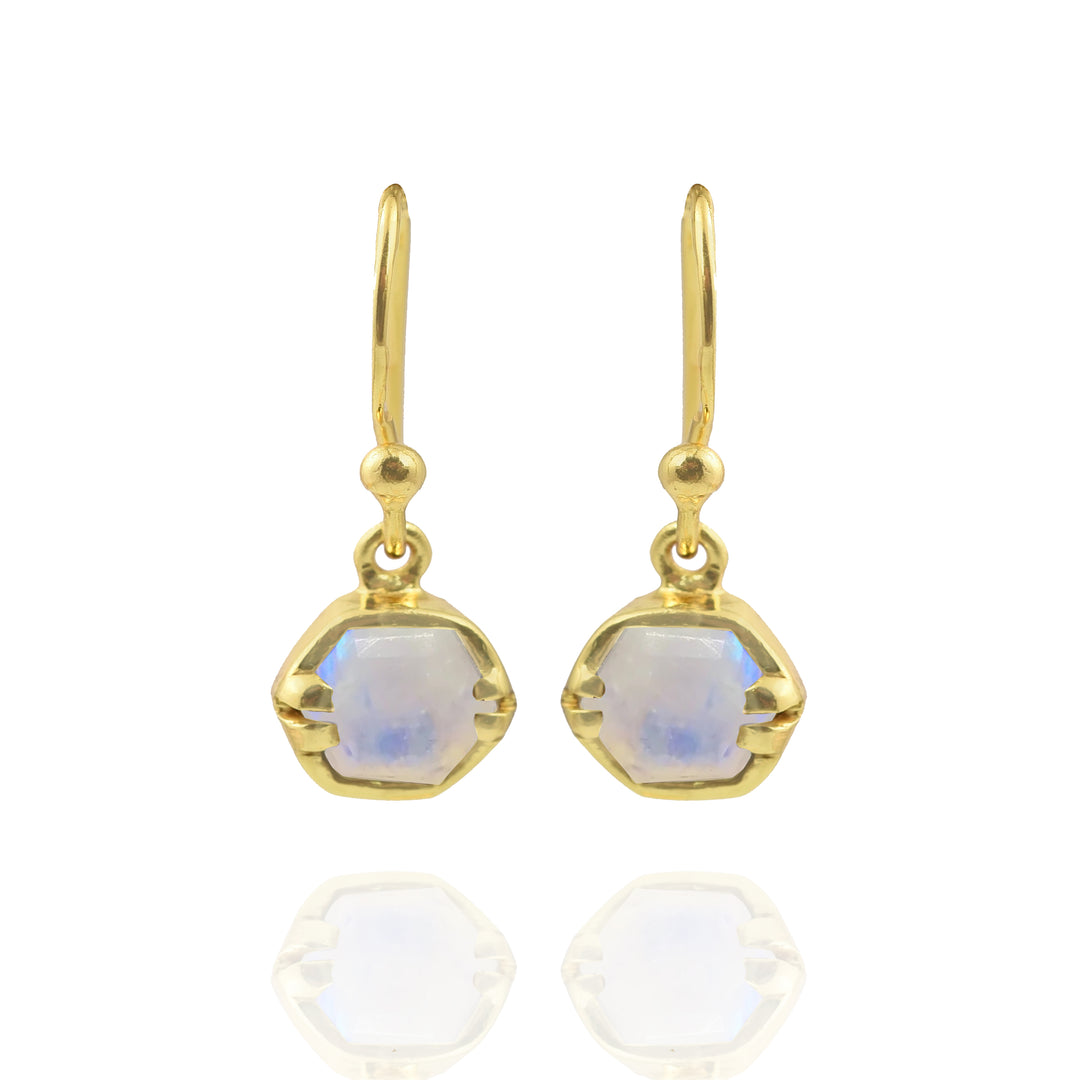 Piper Hexagonal Moonstone Drop Earrings