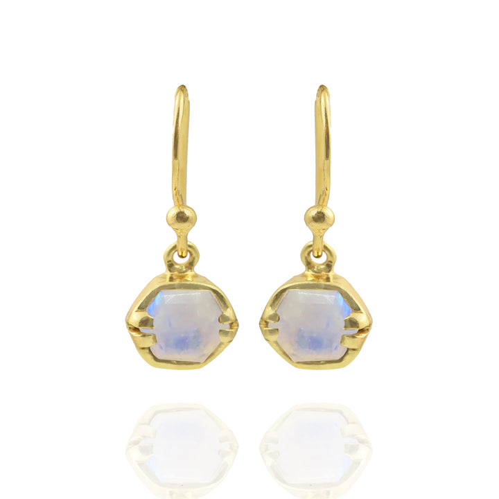 Piper Hexagonal Moonstone Drop Earrings
