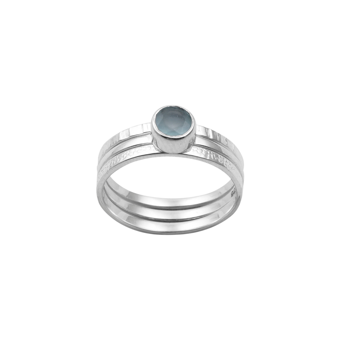 Aqua Chalcedony Stacking Silver Ring