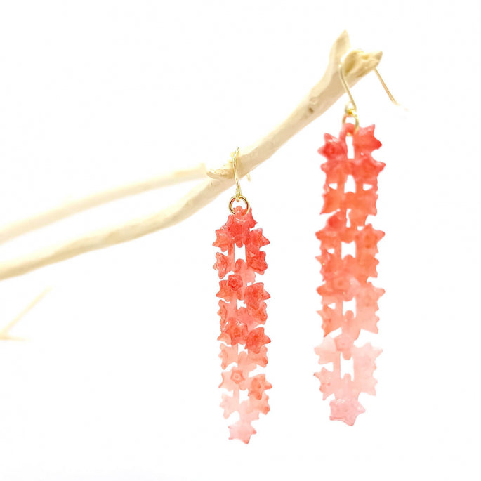 Orange Sakura Chain Earrings