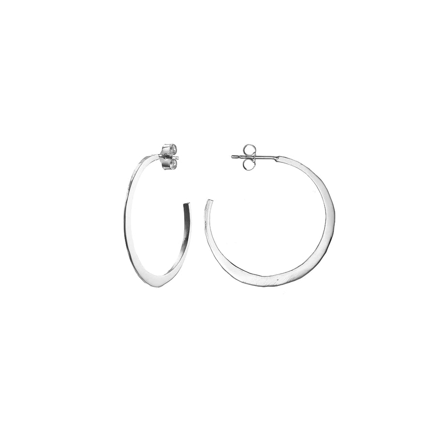 Flat sterling silver hoop earrings