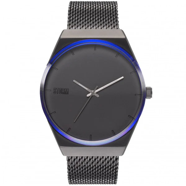 Storm Cirero Slate Watch with slate coloured face and strap and lazer blue rim