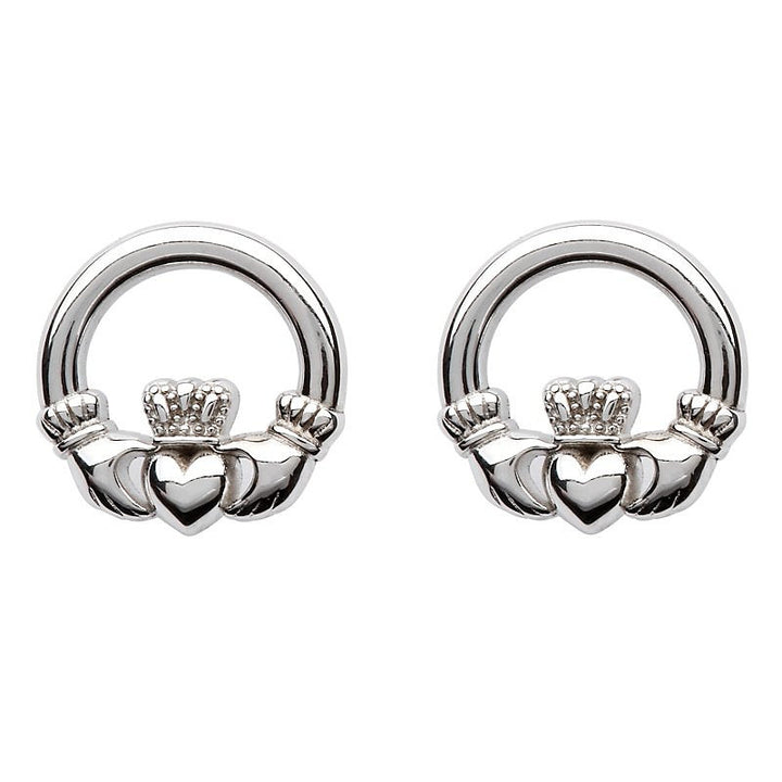 A pair of Claddagh silver stud earrings