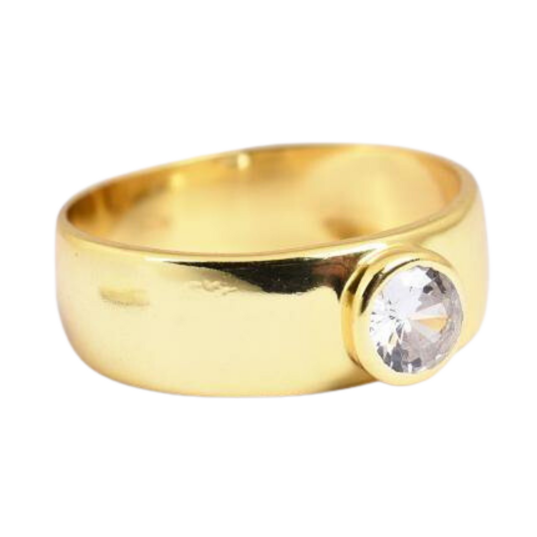 Cubic Zirconia Smooth Gold Band Ring