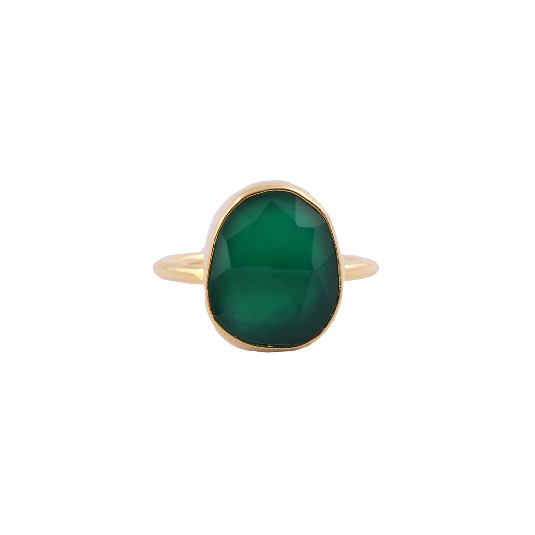 Elizabeth Gold Ring in Rough Emerald