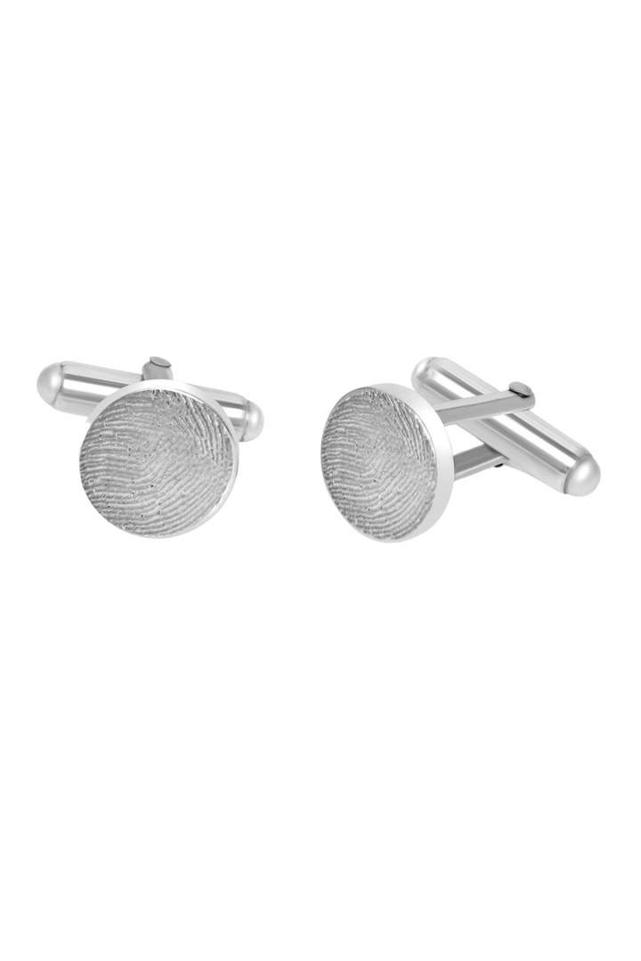 Engraved Fingerprint Round Cufflinks