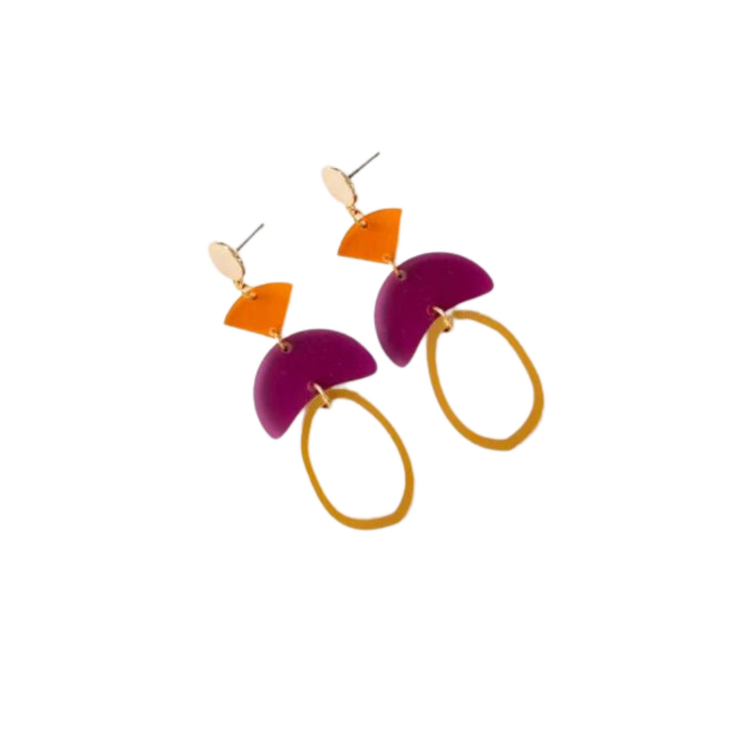 Magenta & Orange Fire Acrylic Earrings