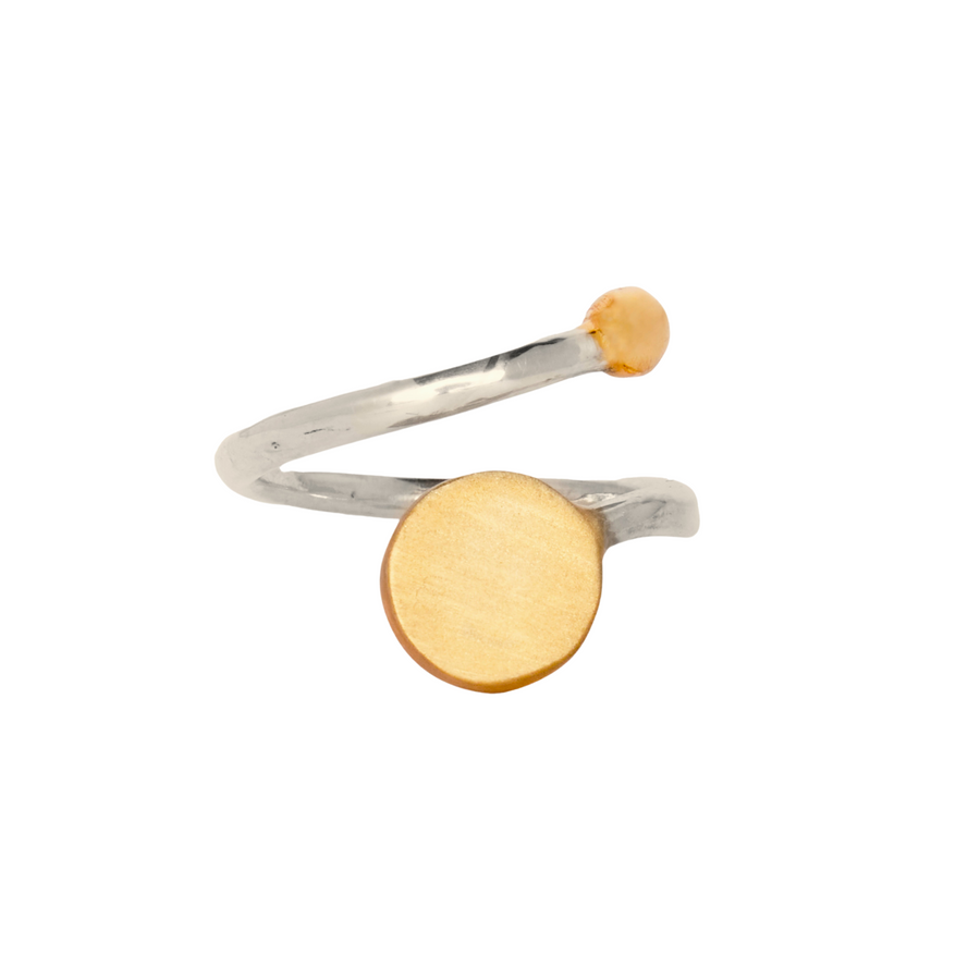 Elegant Archeol adjustable ring in sterling silver & gold vermeil